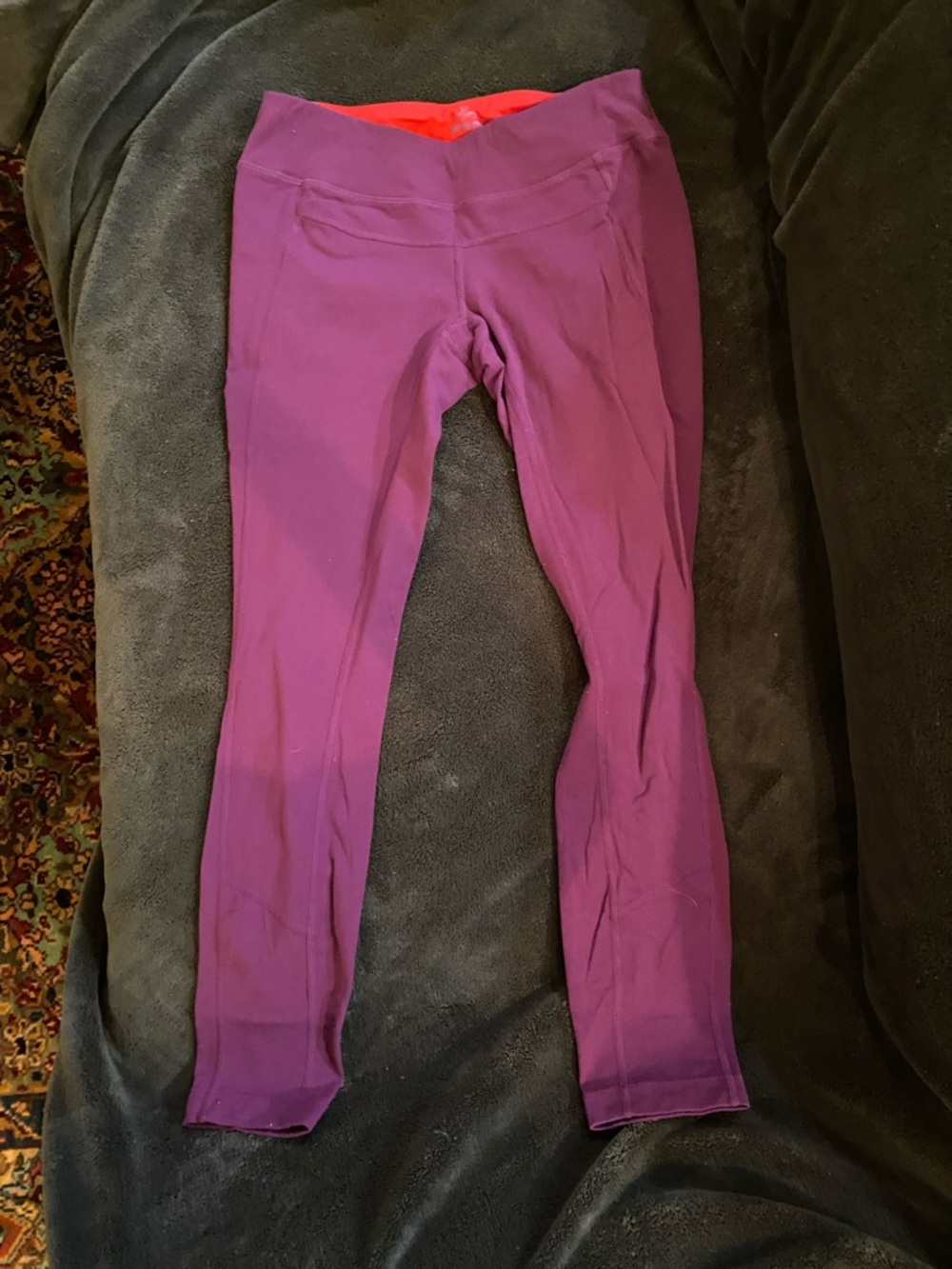Prana Purple Active Leggings with Coral Waistband